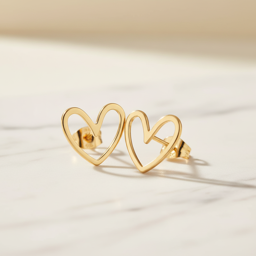 18K Gold Plated Heart Earrings